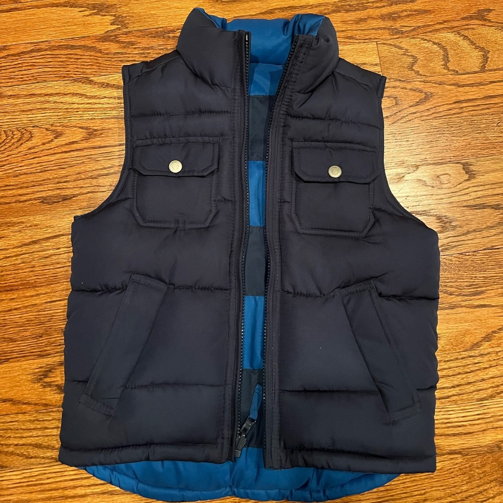 Gap Kids - Navy Blue and Royal blue reversible puffer vest - boy size small